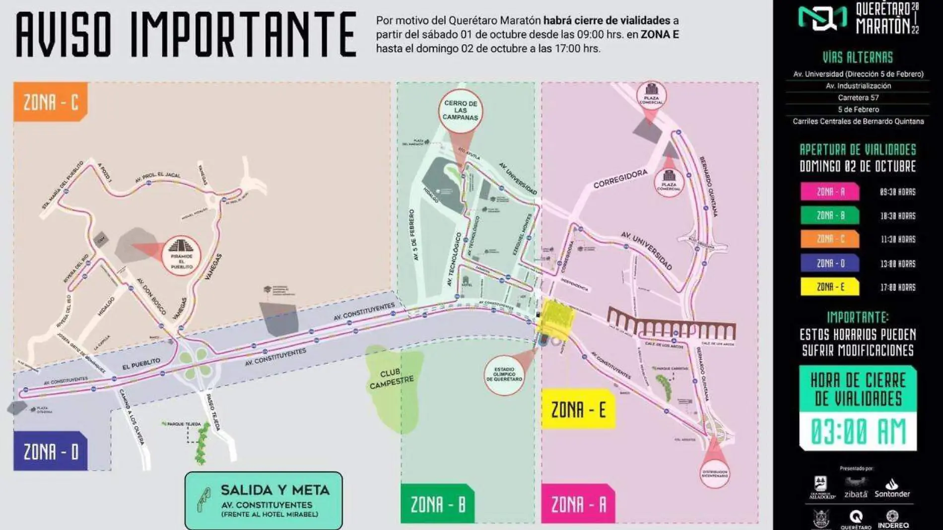 Cierre de vialidades maratón